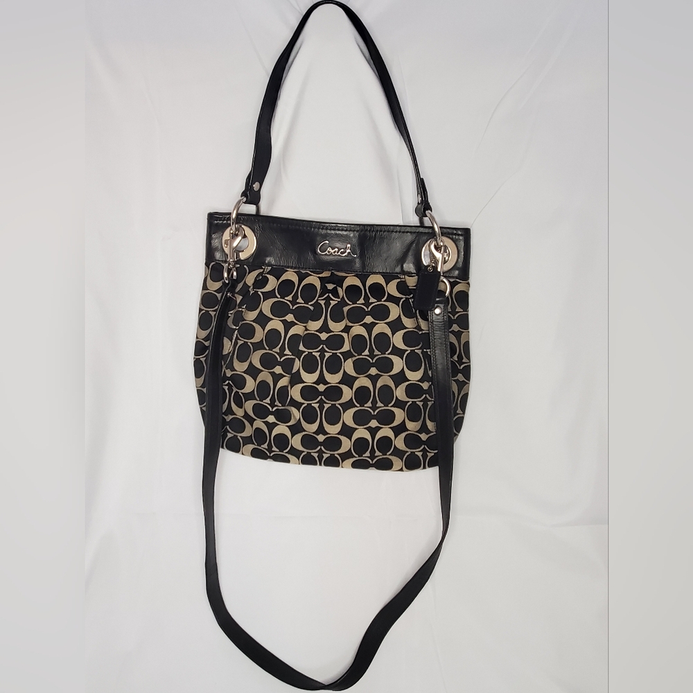 Coach black Ashley signature crossbody handbag with short and long strap